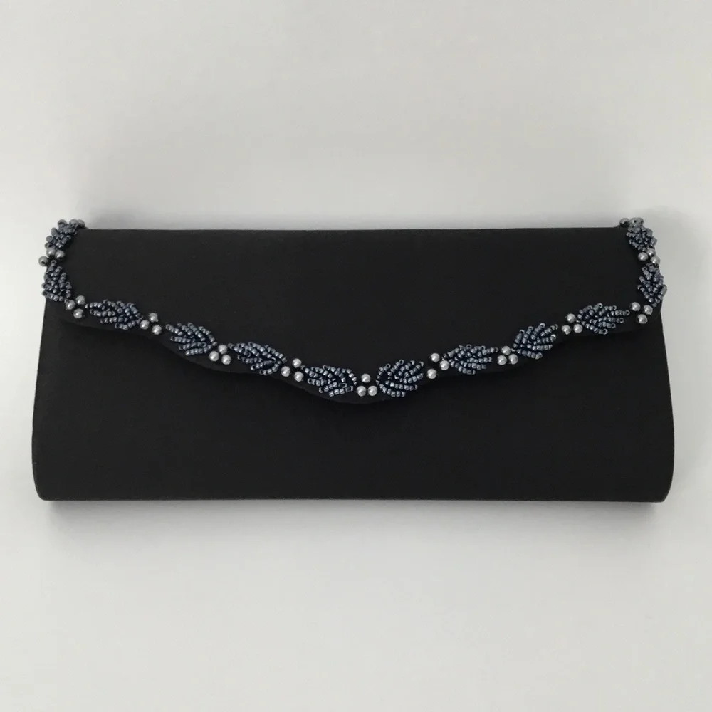 PRESTON & YORK Black Shimmer Evening Clutch Handbag Formal Bag Size OS
